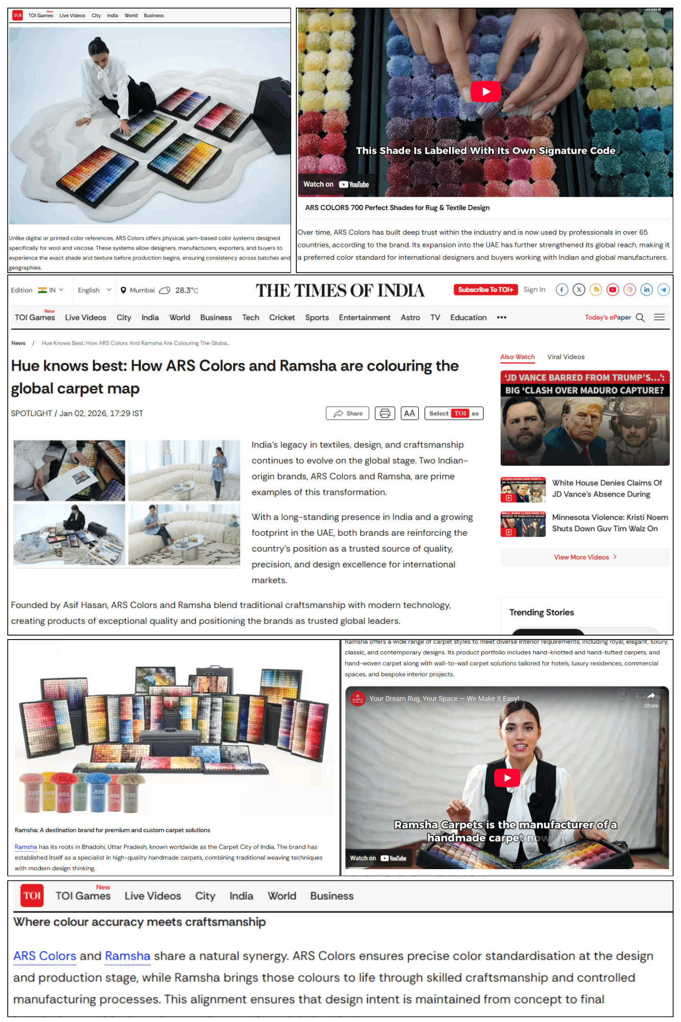 ARS Colors & Ramsha Article in TOI